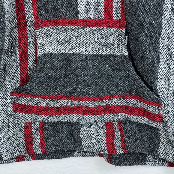 Baja Hoodie Unisex Casual Pullover Style With Kangaroo Pocket Gray/Black/Red Str - Picture 3 of 7